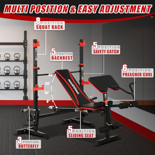 8 in 1 Olympic Weight Bench Set with Barbell Rack L17216