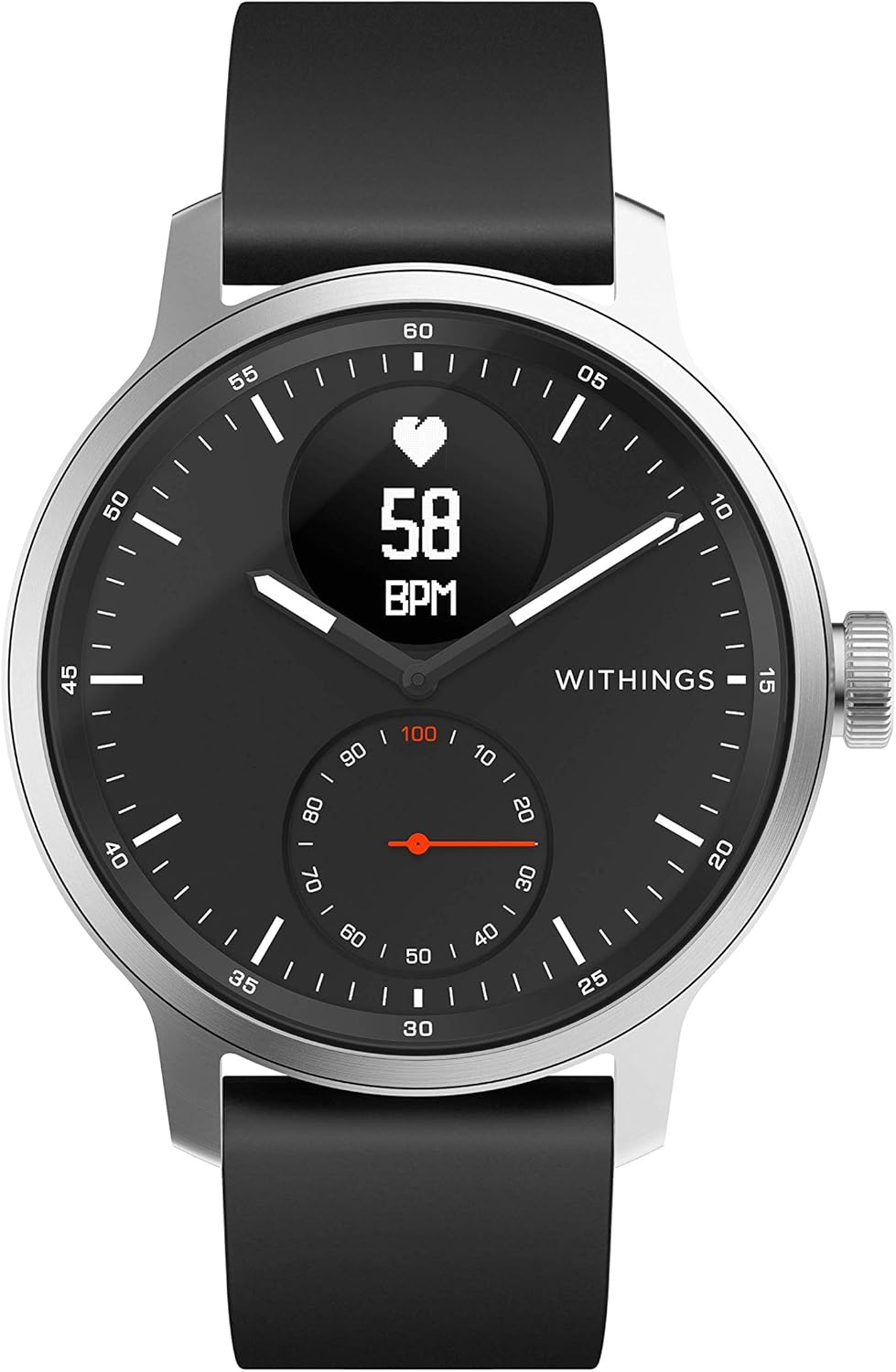 Black 42mm Hybrid Smartwatch with ECG, Heart Rate Sensor and Oximeter U288396