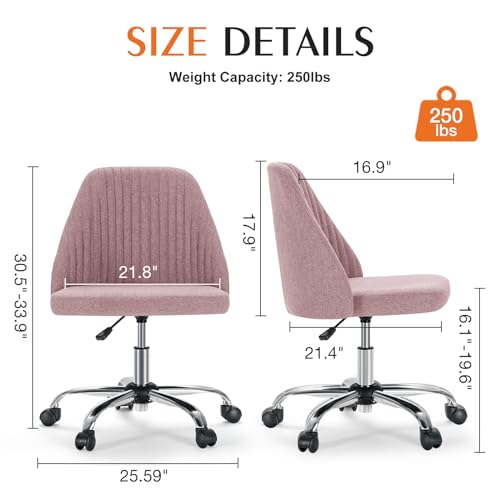 Armless Fabric Office Chair with Wheels Adjustable Swivel M6793