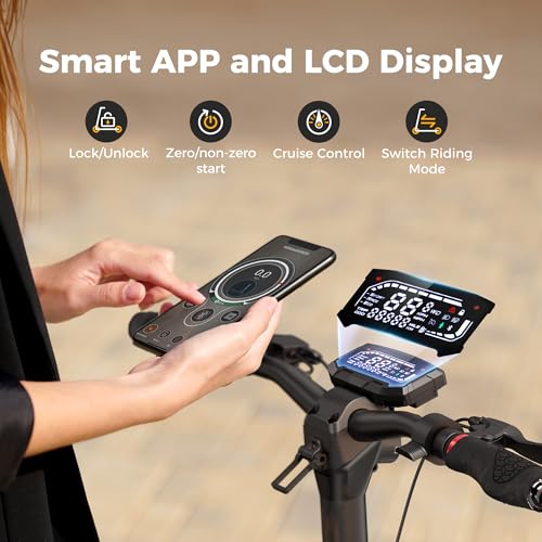 Electric Scooter with 50 Miles Long Range, 38 MPH Top Speed, 12" Offroad Pneumatic Tire W356984