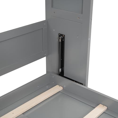 Full Size Murphy Bed with Storage Shelves, Drawers and LED Lights, White G741