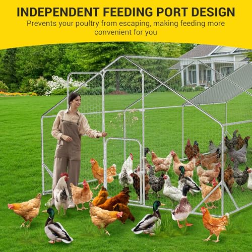 Large Metal Chicken Coop with Waterproof Cover 9.8 x 13.1 x 6.6ft H3222
