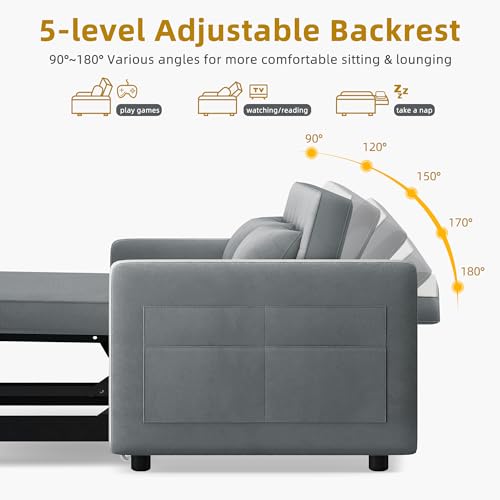 55" Convertible Velvet Sofa Bed, Full Size U33548