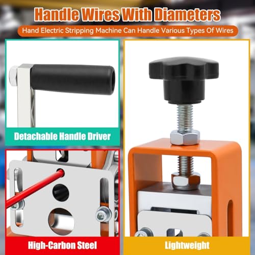 Manual Wire Stripping Machine, 0.06-1 inches, Hand Crank Wire Stripper Tool R19780