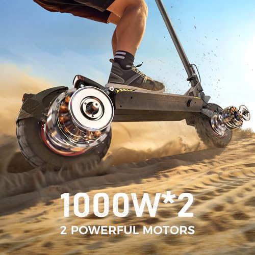 Electric Scooter with 50 Miles Long Range, 38 MPH Top Speed, 12" Offroad Pneumatic Tire W356984