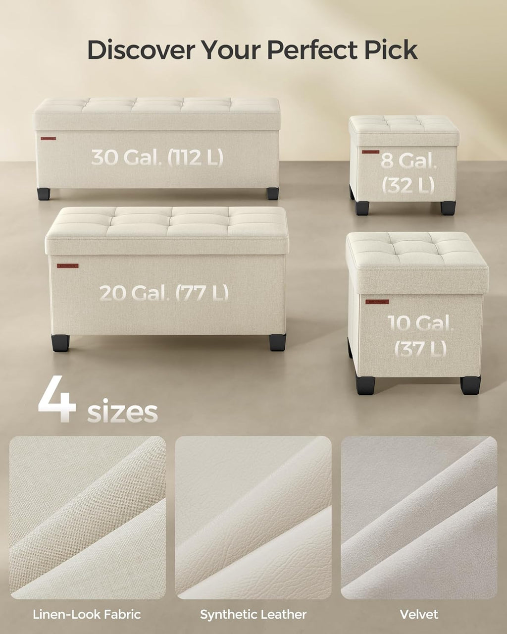 Cream White Storage Ottoman Bench K1990