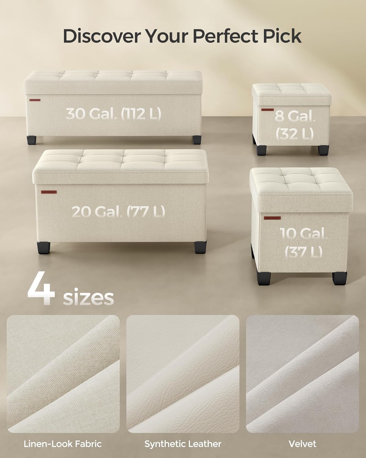 Cream White Storage Ottoman Bench K1990