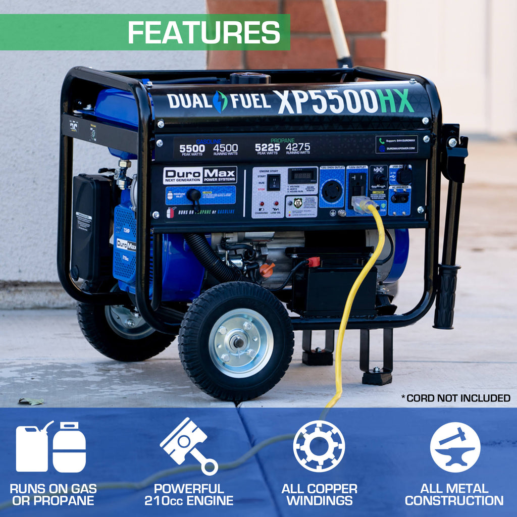 5,500/4,500-Watt Dual Fuel Gasoline/Propane Portable Generator K594