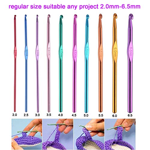 9 Ergonomic Crochet Hooks Set with Case D681