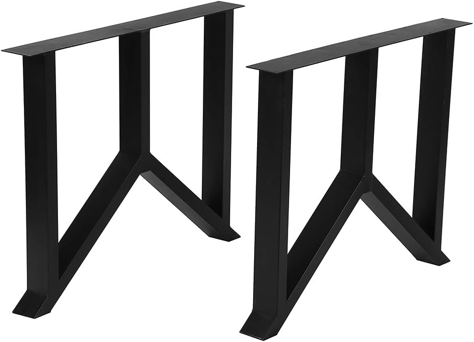 Black 28" Height 35" Wide Heavy Duty Metal Table Legs 2 PCS T1401