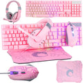 Wired LED RGB Backlight Gaming Keyboard Mouse Mouse pad Headset Bundle X935198