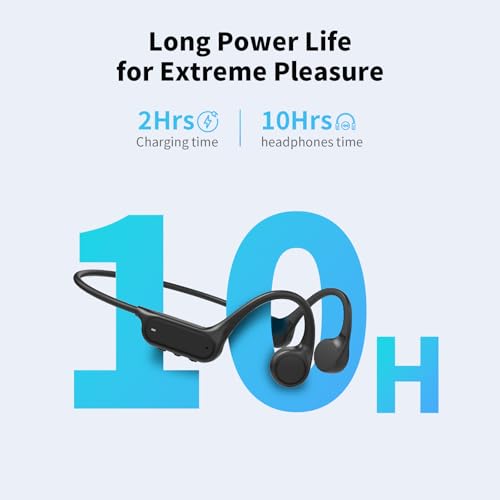 Bone Conduction Headphones, Open Ear IPX8 Waterproof Bluetooth 5.4 with Mic, 10H Playtime Wireless Earbuds E7109