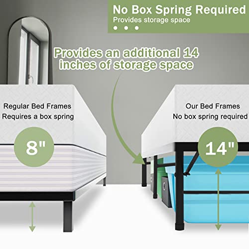 14 Inch Black Steel Twin Bed Frame B252