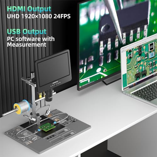 7'' HDMI Digital Microscope with 3 Lens 2160P Video Record and 32GB Card C328