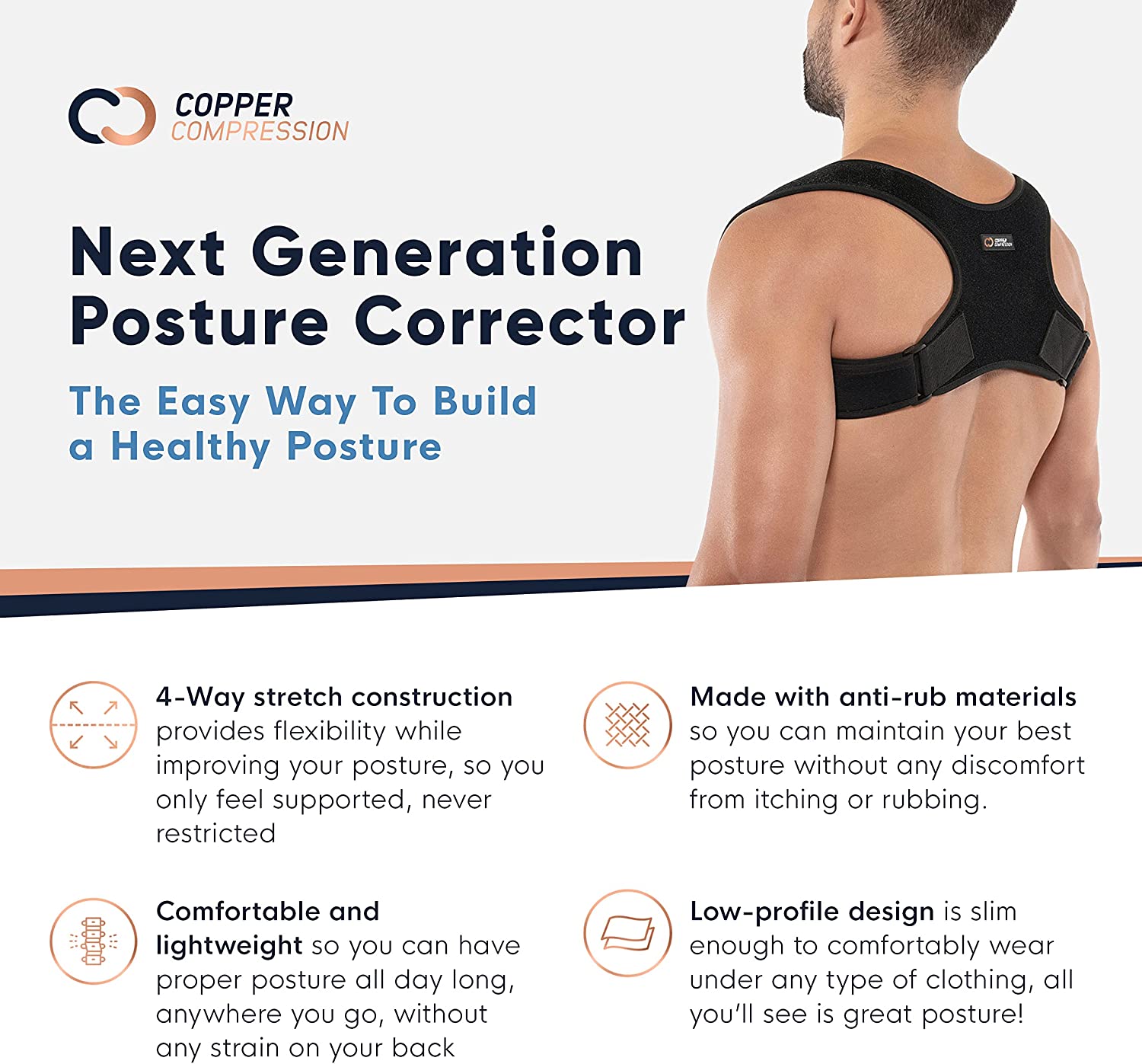 Copper Infused Adjustable Posture Corrector Large/X-Large S236