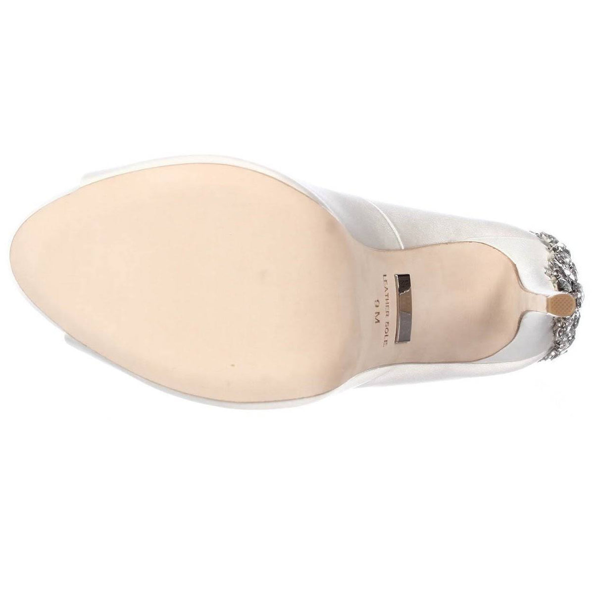 White Satin Peep-Toe Pumps, Size: 8 Q9069