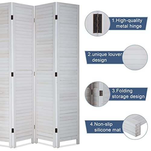 White 6 Panel Wood Room Divider L3690