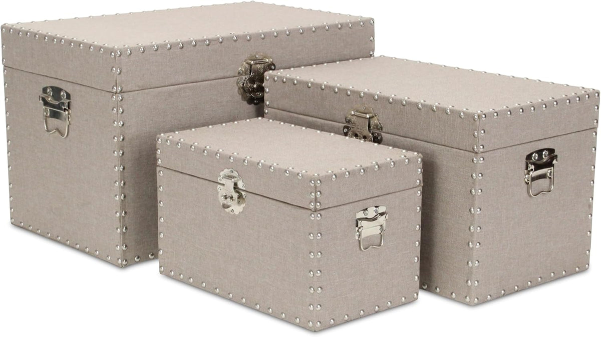 Tan Wooden Trunk Set R376