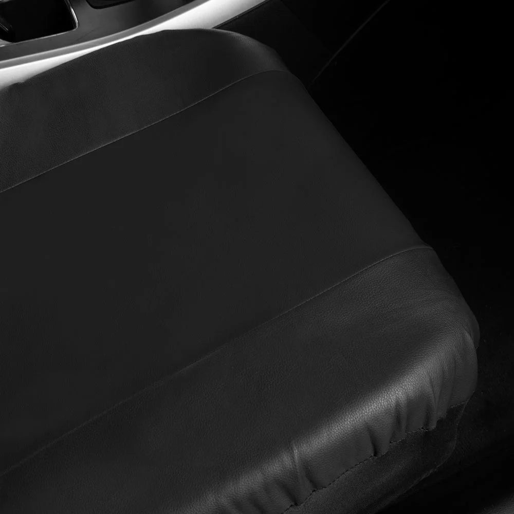 Classic Black Faux Leather Car Seat Covers Full Set M449194