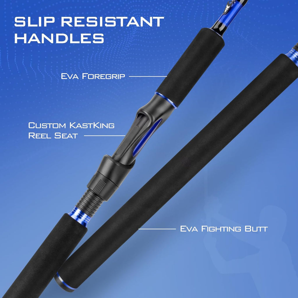 Fishing Rod and Reel Combo, Spinning & Baitcasting Combos, IM6 Graphite 2Pc Blanks, Stainless Steel Guides with Ceramic Rings, Contoured EVA Handles O8163