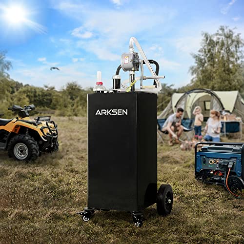 30 Gallon Portable Gas Caddy Fuel Storage Tank with Hand Siphon Pump and Rolling Solid Rubber Wheels W102
