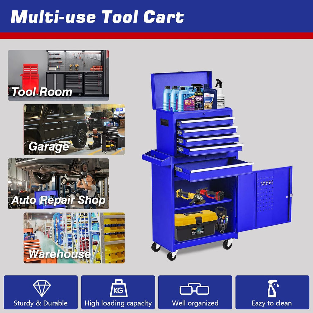 Blue 5-Drawer Rolling Tool Chest G809