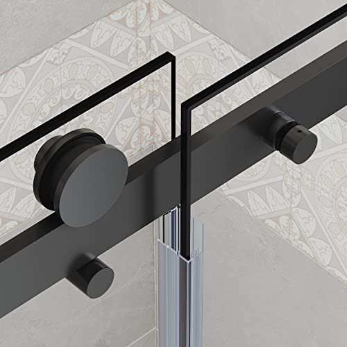 Frameless Sliding Tub Door 58.5-60" W X 62" H with 5/16" Clear Tempered Glass Matte Black P627152