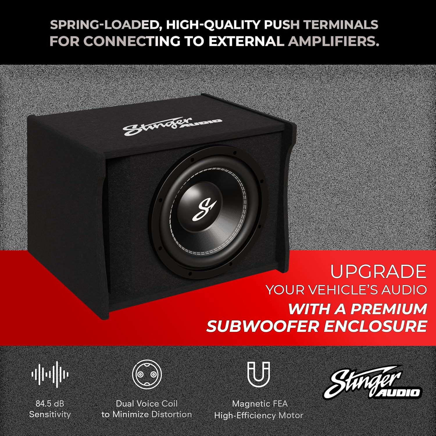 Single 10" 1,200 Watt Peak Power Loaded Subwoofer Enclosure H2554
