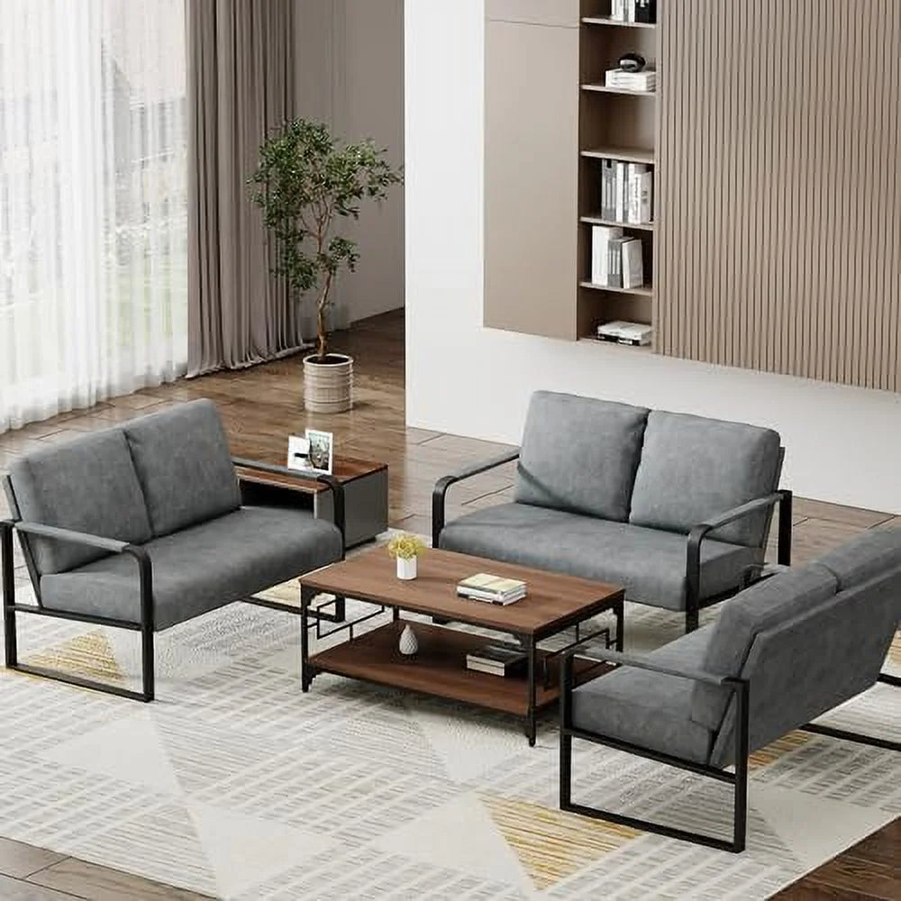 Faux Leather Loveseat Sofa with Padded Cushion B2625
