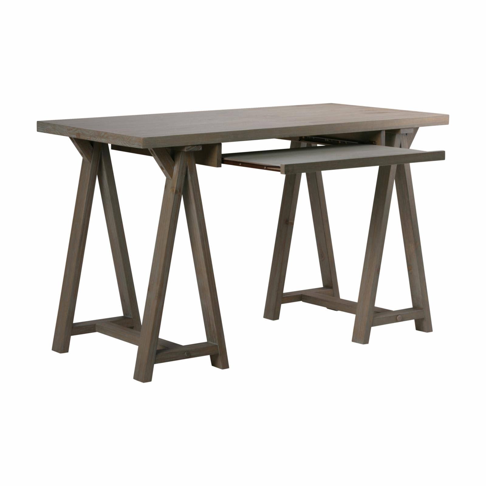 Solid Wood Writing Office Desk in Distressed Grey A72514