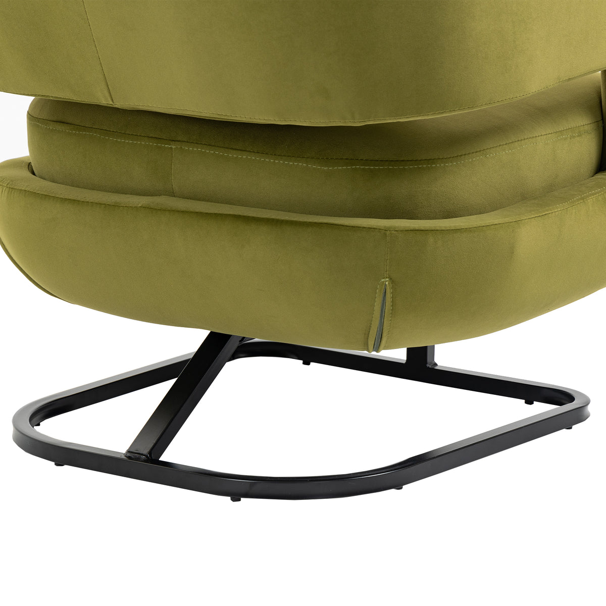 Olive Velvet Barrel Chair with Metal Base X9920