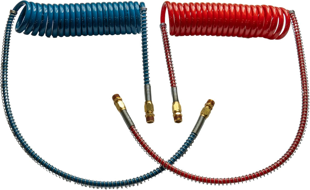 Red & Blue Coiled Air Brake Hoses with 12" & 40" Leads, Pack of 2 X4756