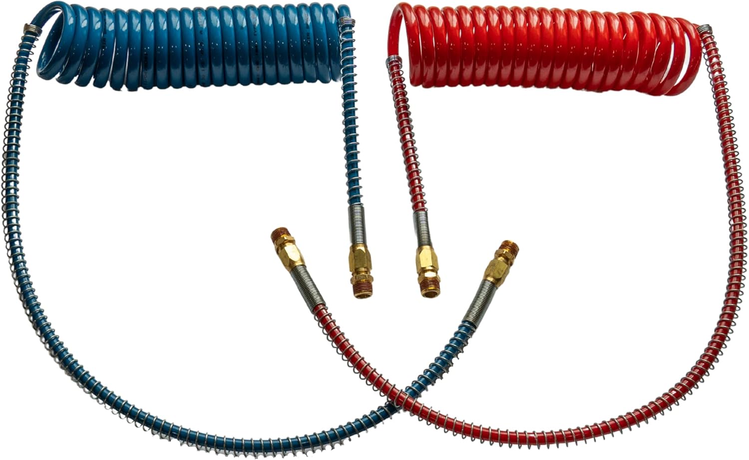 Red & Blue Coiled Air Brake Hoses with 12" & 40" Leads, Pack of 2 X4756