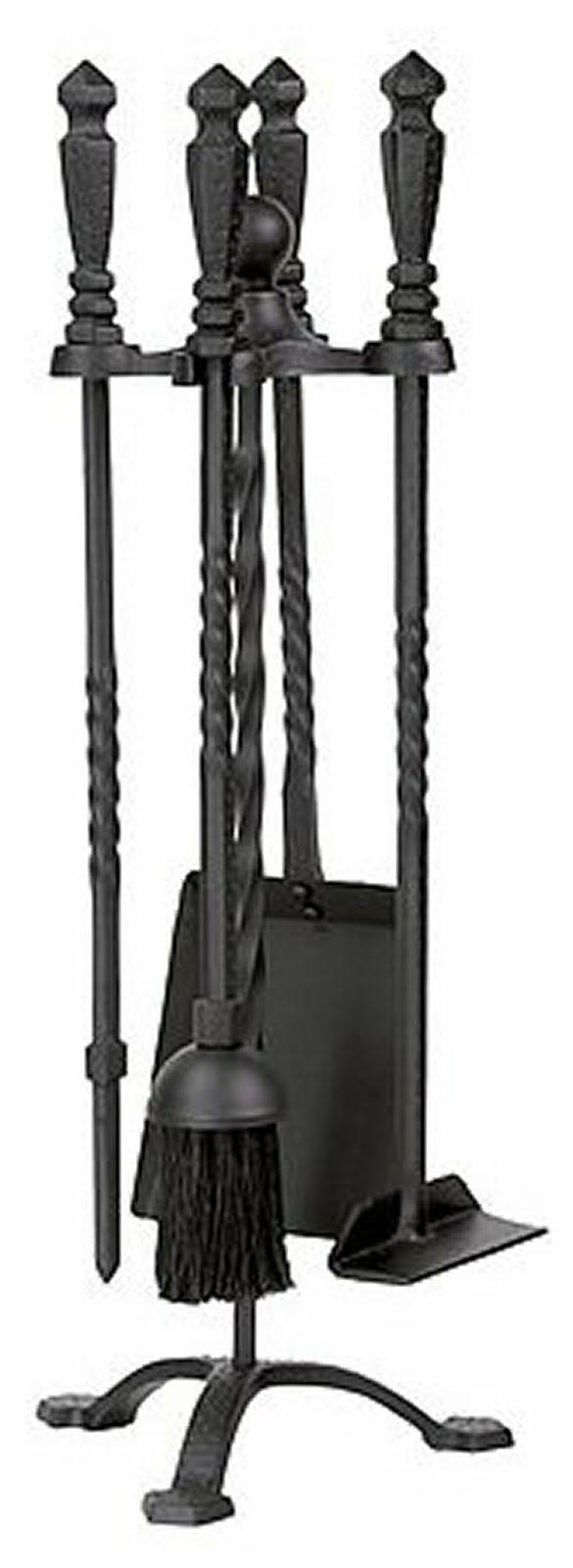 Black Wrought Iron Fireplace Tool Set U313