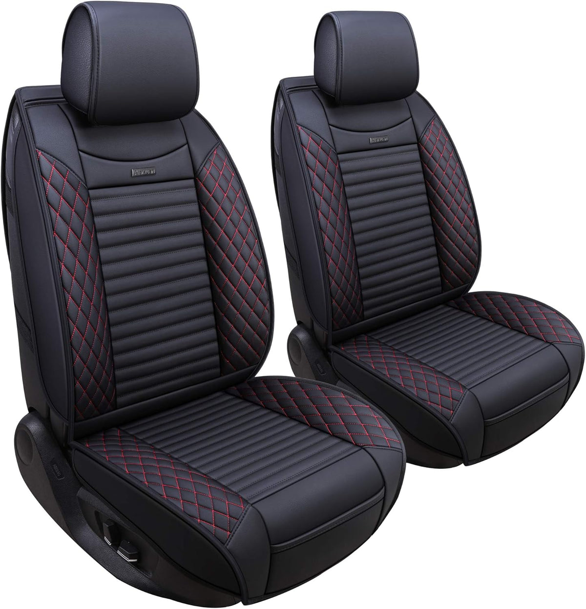 Black Leather Universal Front Captain Seat Covers 2 Pcs Z672