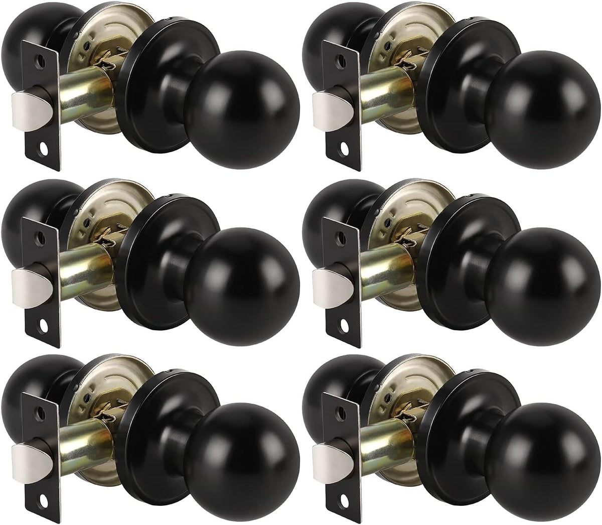 10 Pack Keyed Alike Matte Black Exterior Door Knobs with Lock and Key R755