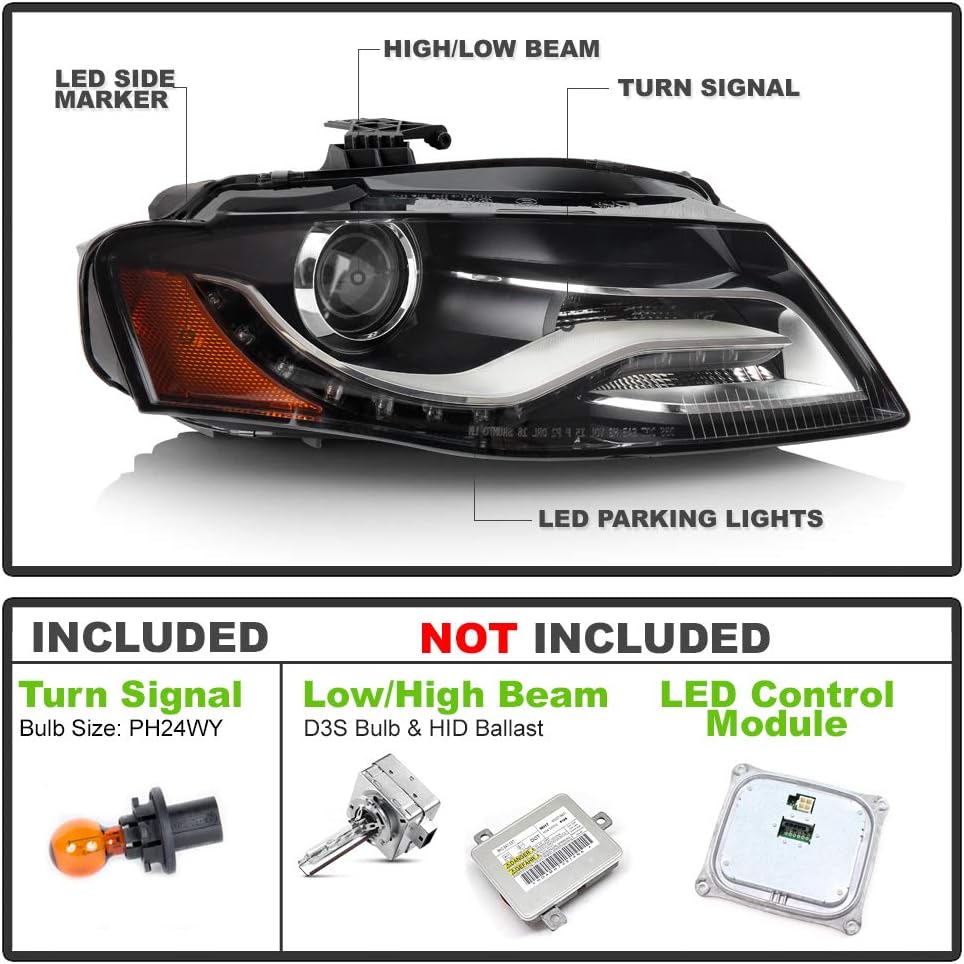 LED DRL Projector Headlight Headlamp Assembly RH Passenger Side R398060
