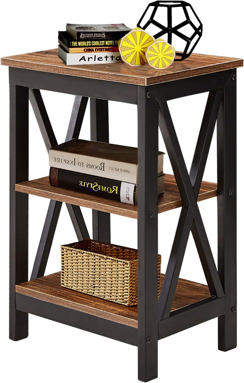 Rustic Brown End Storage Cabinet and Drawer Nightstand C960
