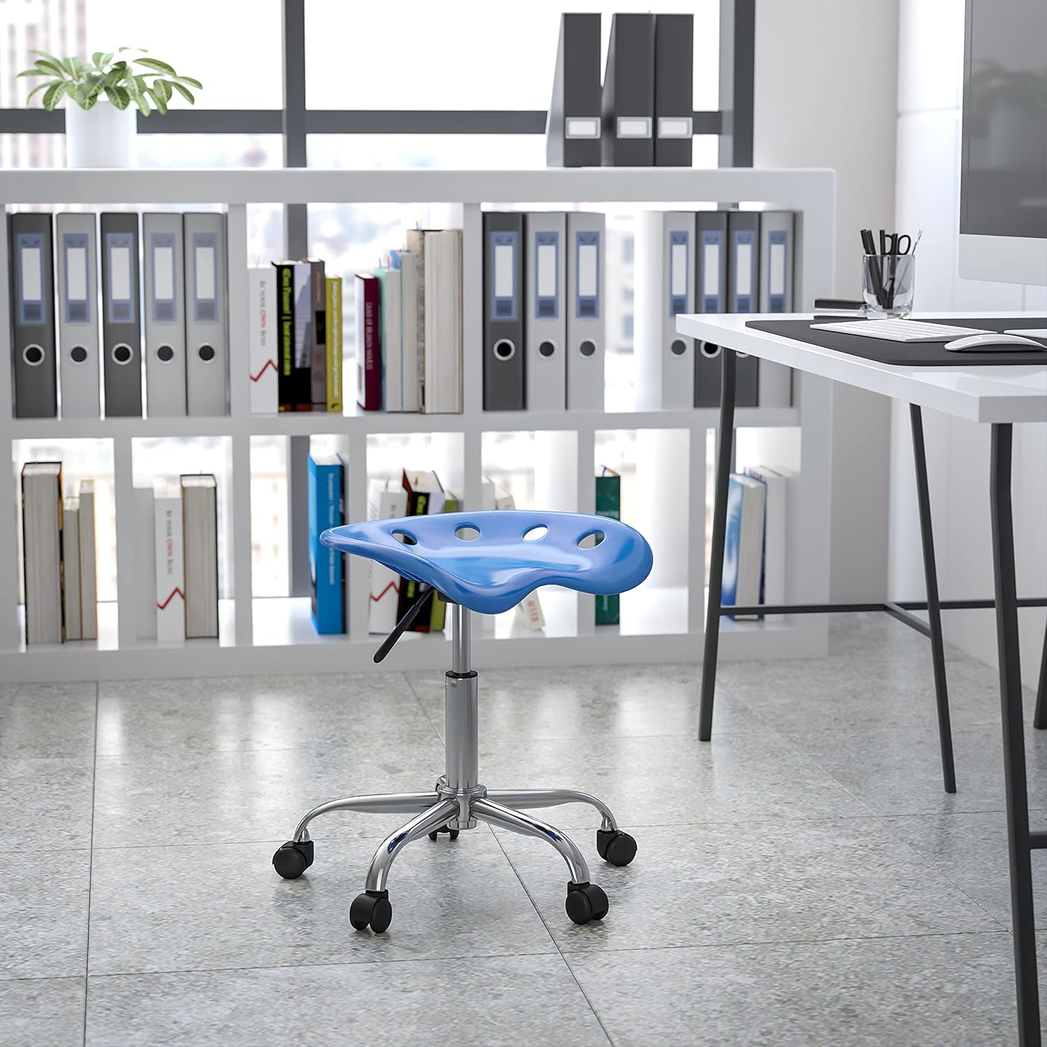 Black and Chrome Drafting Stool with Tractor Seat Pack of 2 O838