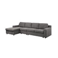 Gray Linen 4-Seater Sectional Sofa Chaise E3989