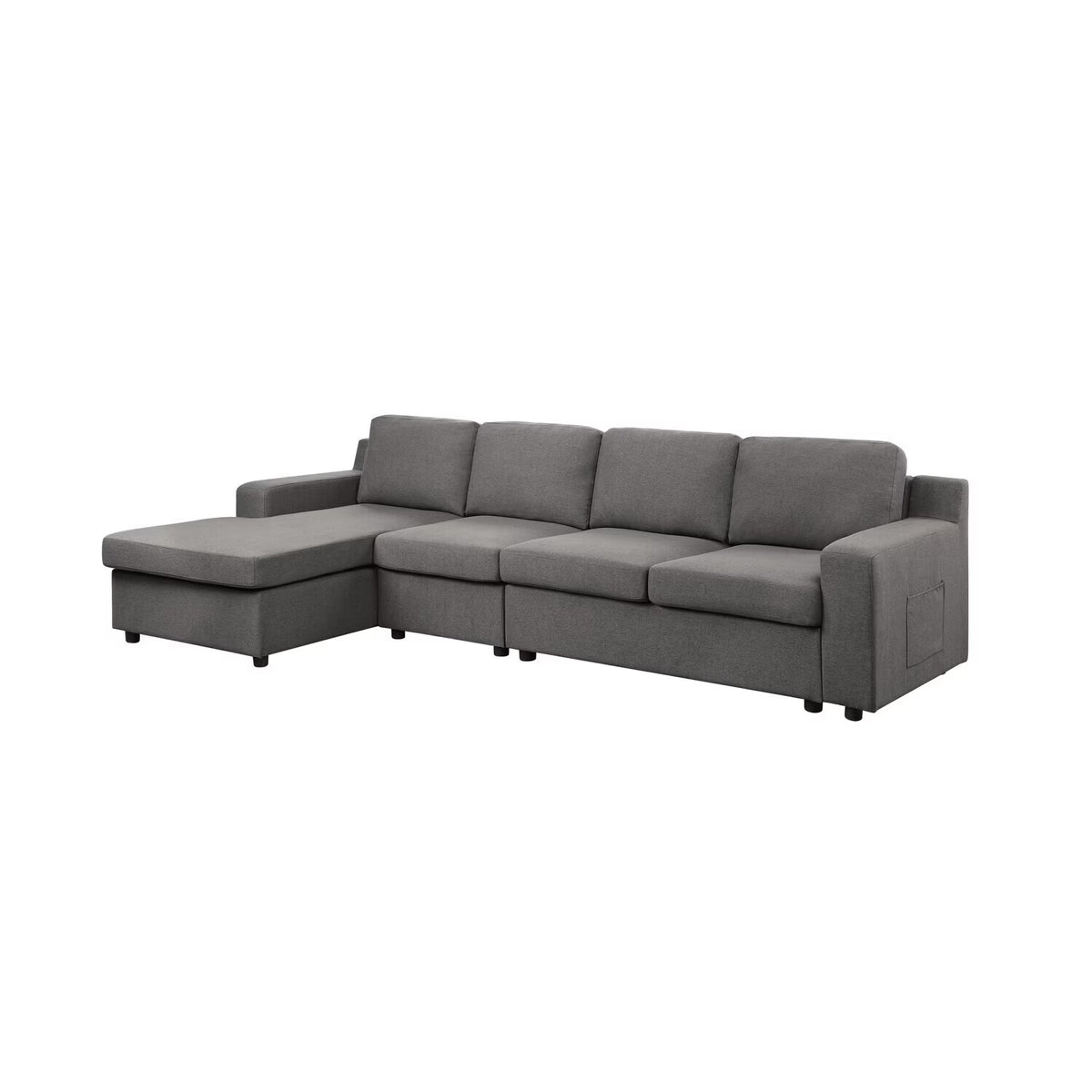Gray Linen 4-Seater Sectional Sofa Chaise E3989