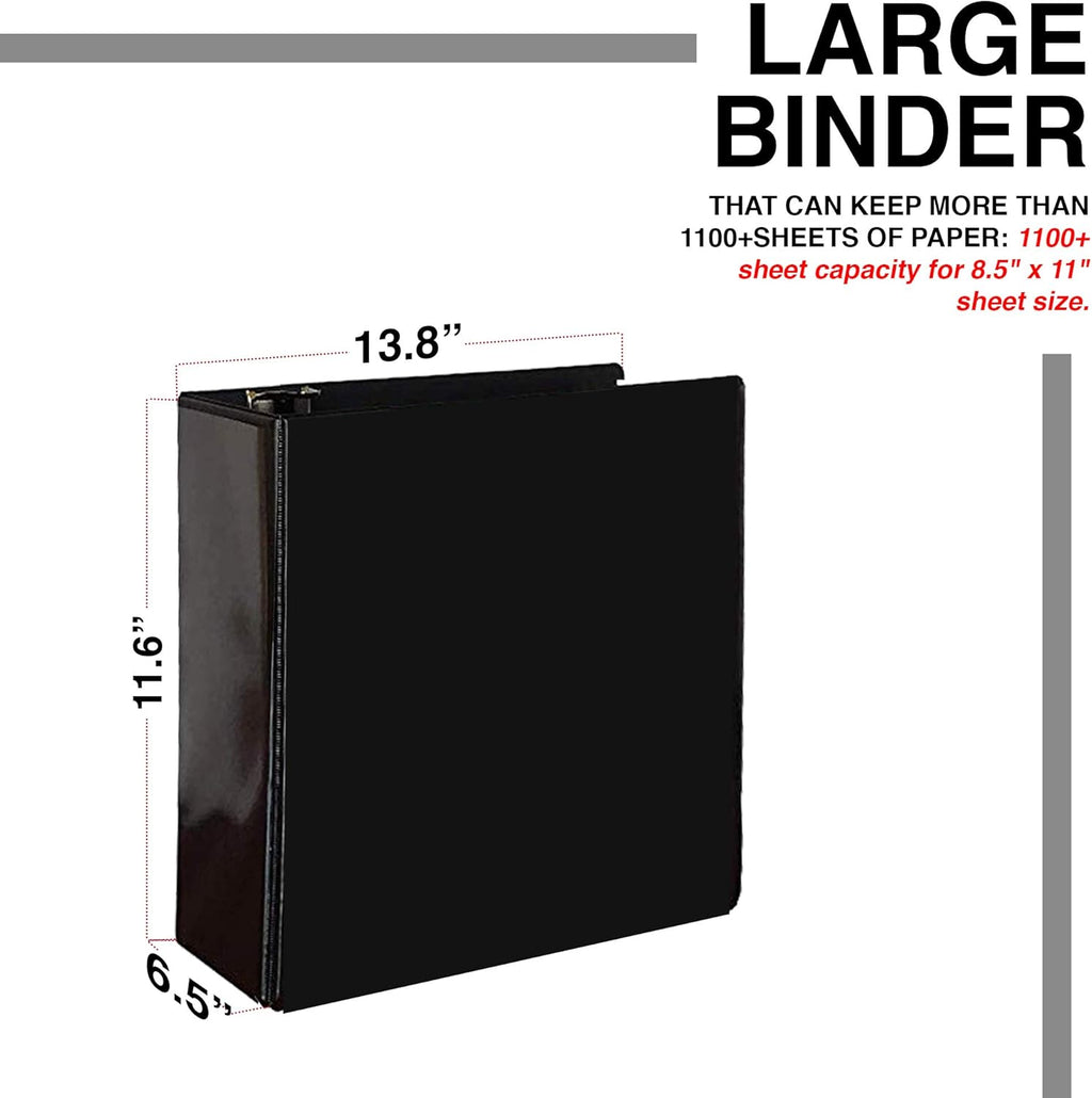 2 Pack 6 Inch Capacity D Ring Binders, 8.5 x 11, Black U96410