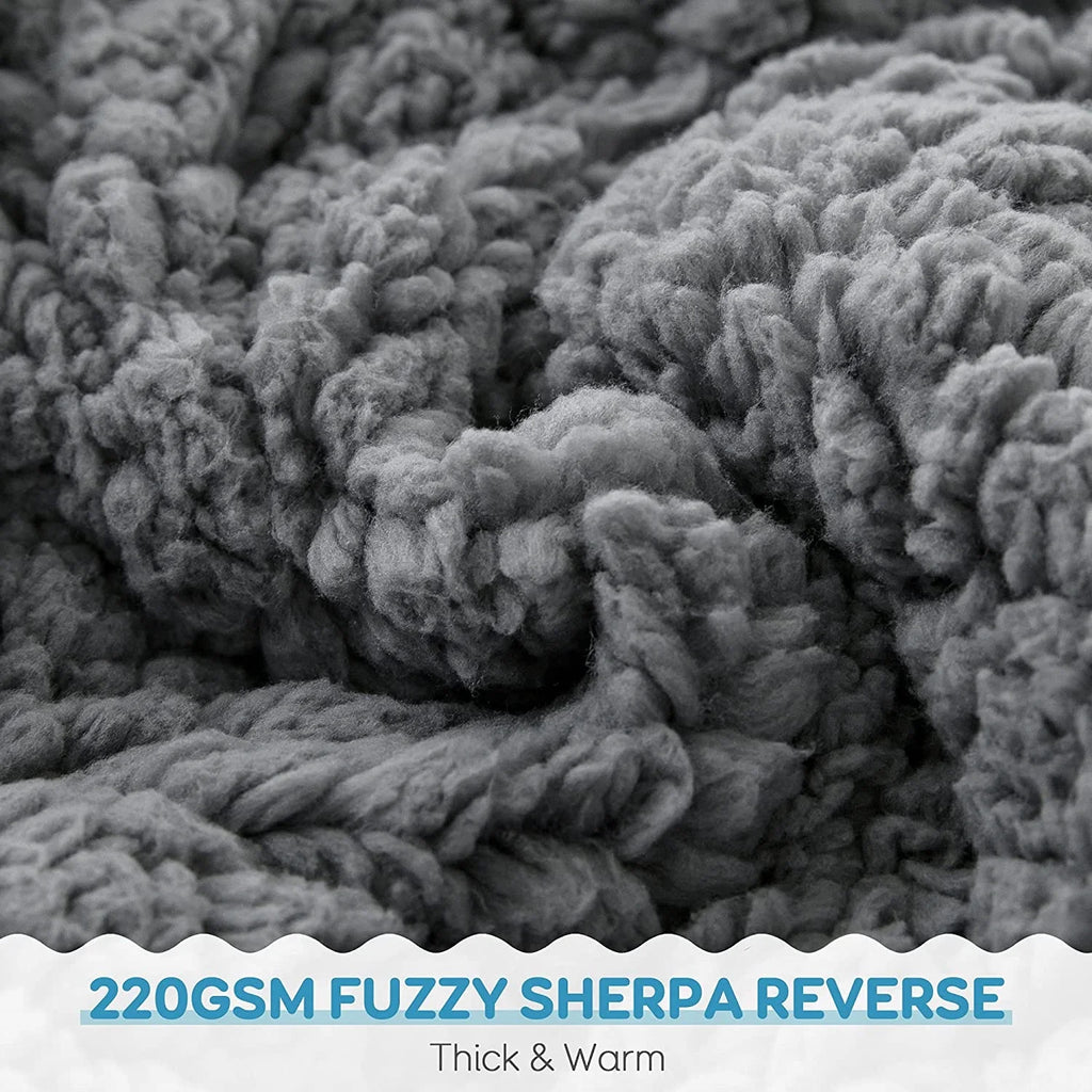 Gray Sherpa Fleece Weighted Blanket Queen Size 15lbs 60"x80" W6114