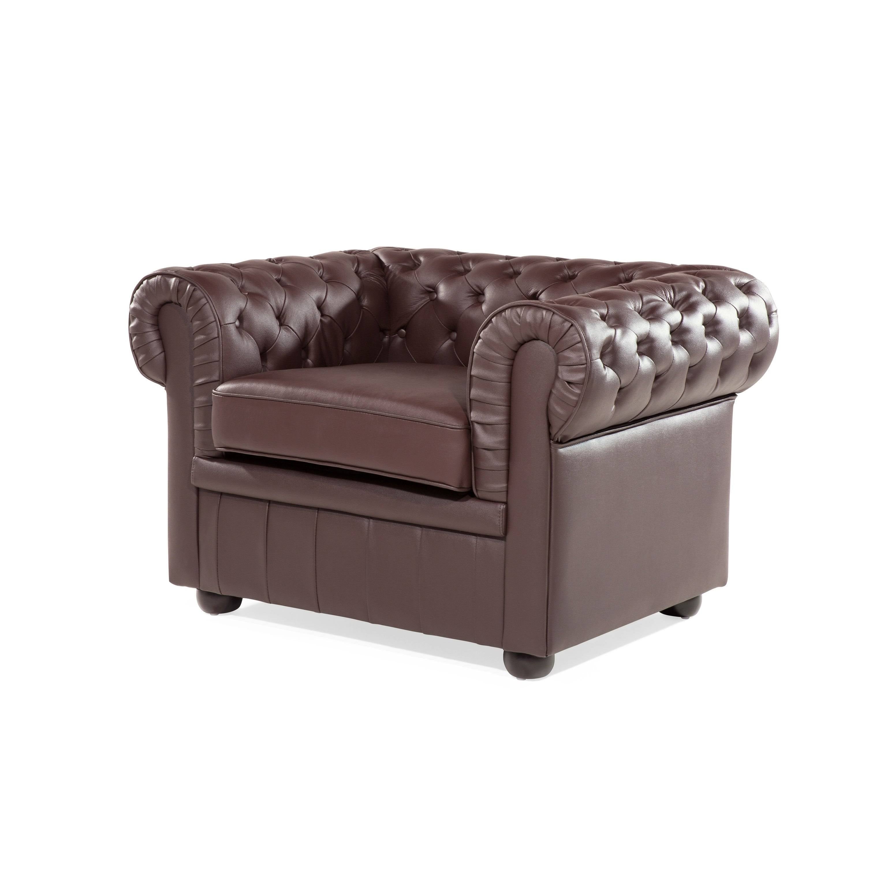 Tufted Leather Armchair Brown U535192