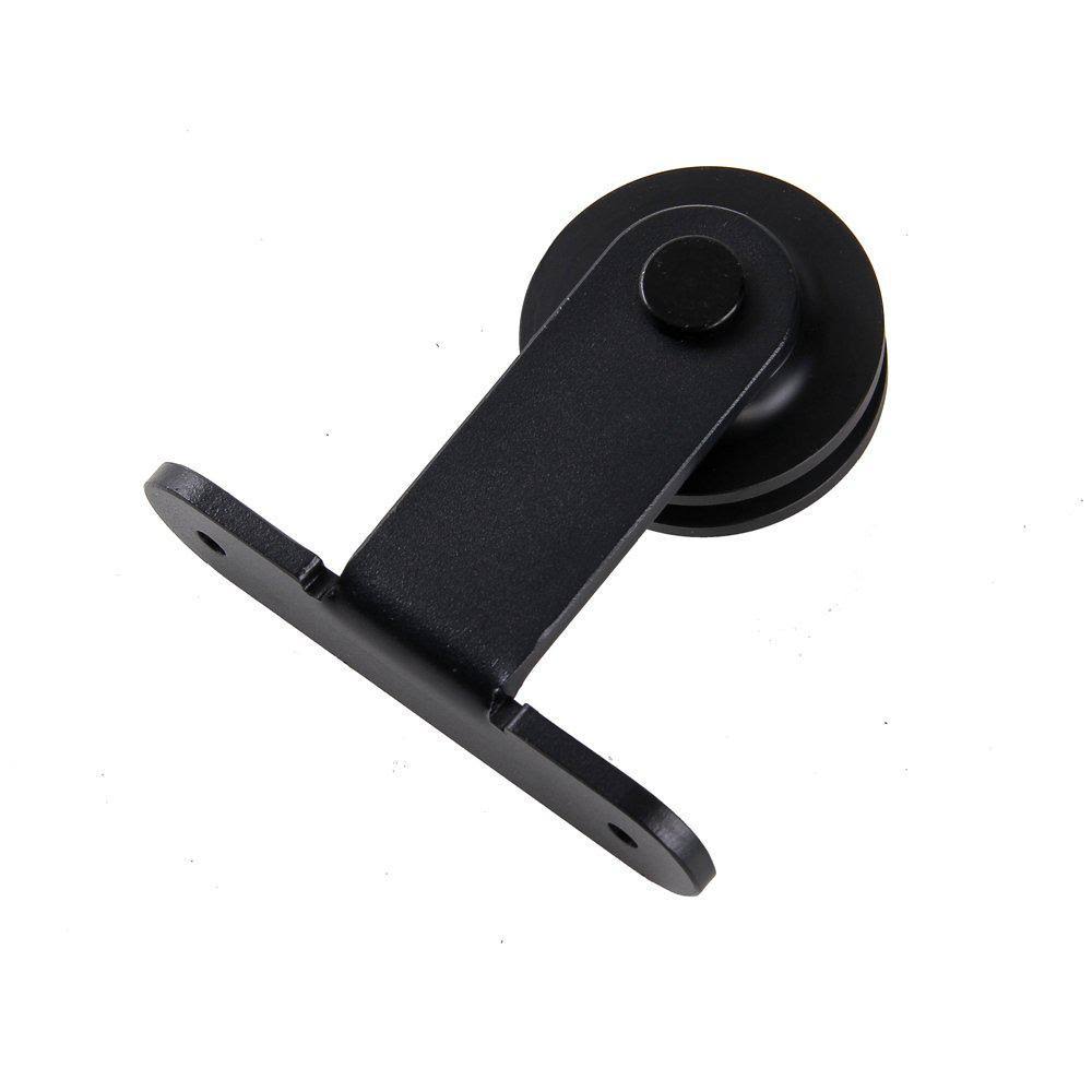 10 ft. Top Mount Sliding Barn Door Hardware Track Kit with Frosted Black Floor Guide C784