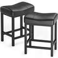 Black PU Leather Counter Bar Stools Set of 2 with Metal Base Q511