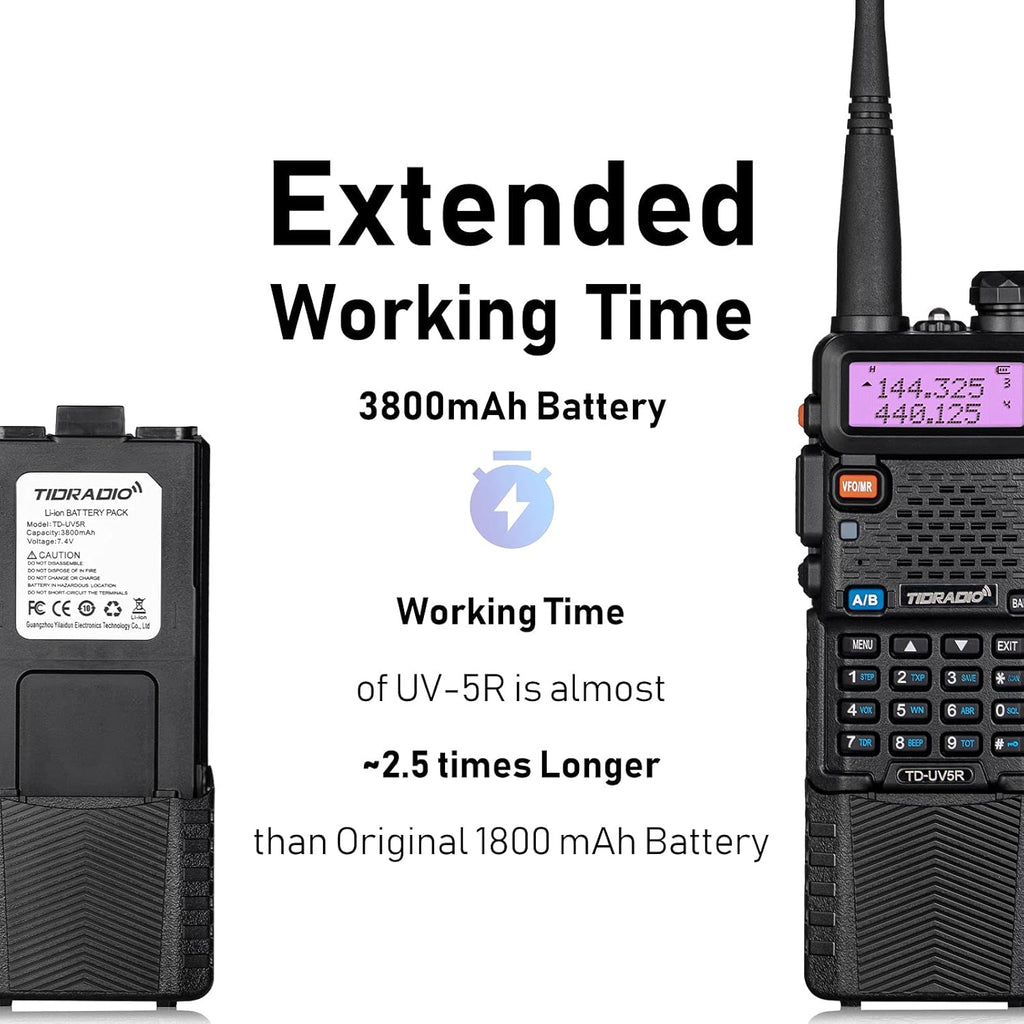 2 Pack Ham Radio Handheld Two Way Radio with Rechargeable 3800mAh Extended Battery M833