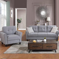 Light Grey-Blue Button Tufted Sectional Sofa Set G81103