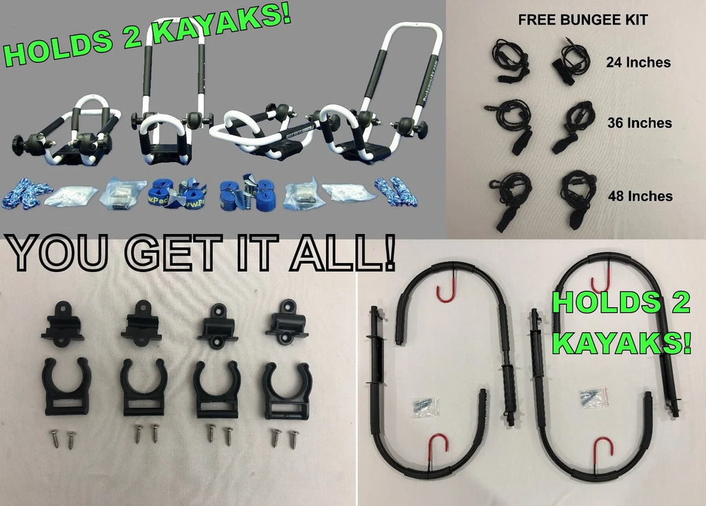 WINTER WHITE FOLDING KAYAK RACK ROOF TOP AND WALL CARRIER BUNDLE D190