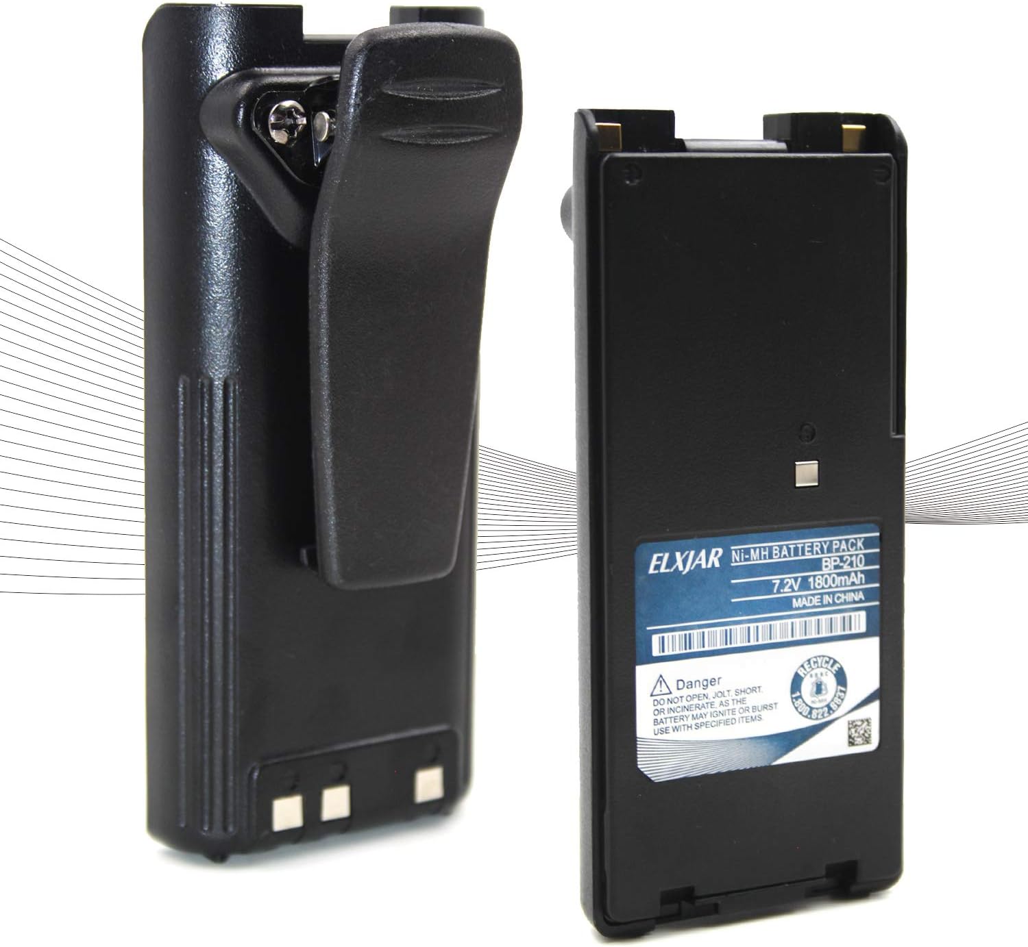 (2-Pack) 7.2V 1800mAh Ni-MH Replacement Battery for ICOM Radios P887